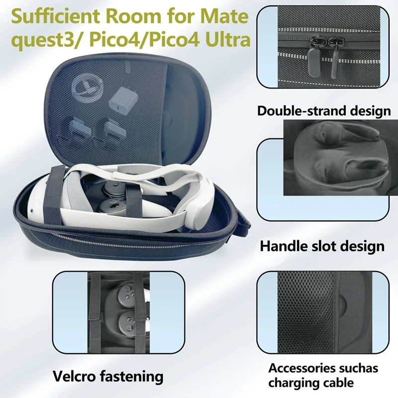 For Quest 3S Elite Head Strap with Storage Case Bag and Lens Cover for Quest 3S Accessories-A23U