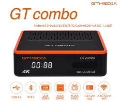 GTMEDIA GT 콤보 안드로이드 9.0 TV 박스, DVB-S, S2, S2X,DVB, T, T2, 케이블, ATSC-C(J.83B), ISDBT 4K, 안드로이드 박스 4:2:2 2 + 16GB