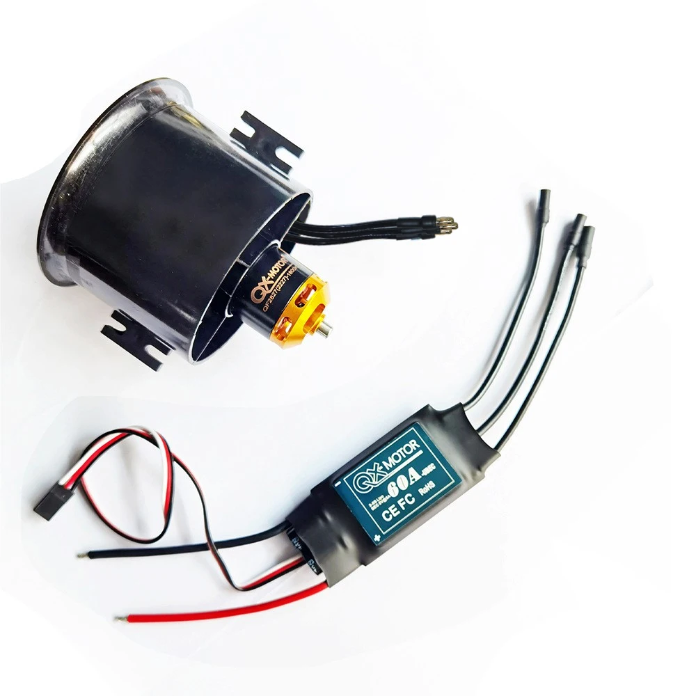 70mm Ducted Fan EDF 1800KV 2600KV motor 4s 6s power-saving version 60A 80A esc for RC Airplane