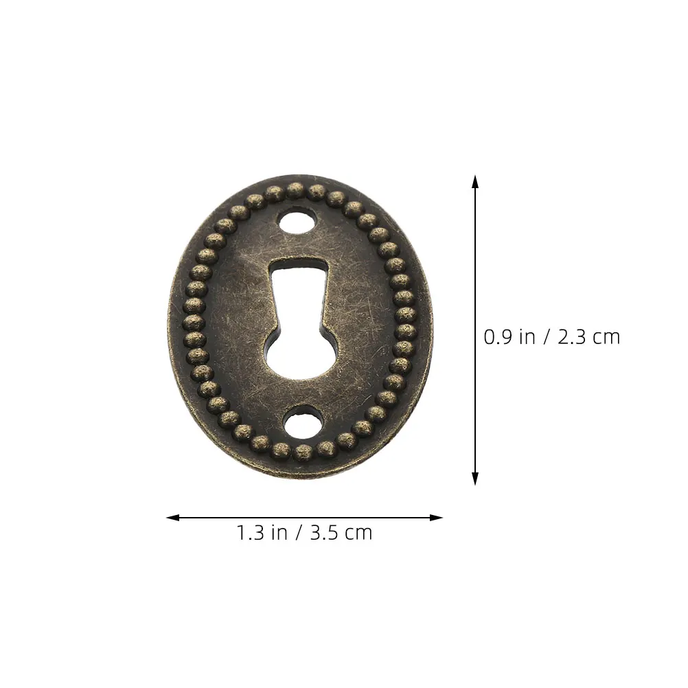 10PCS Key Drawer Cabinet Door Keyhole Cover Insert Decorative Dark Brown Hardware 38x25MM Oval Alloy Furniture Lock Plate