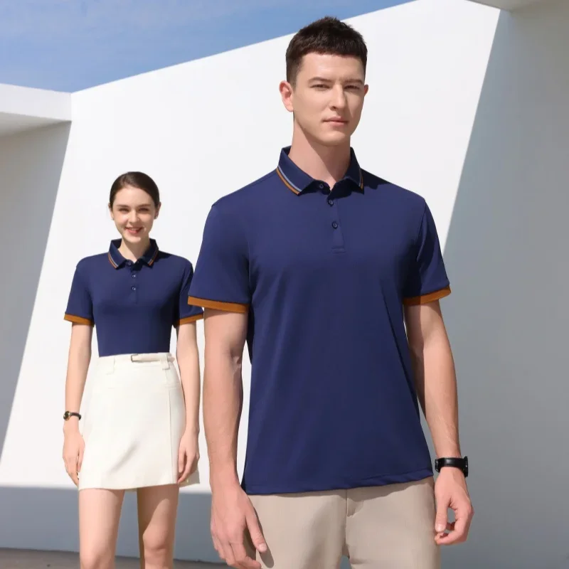 Summer new men's lapel shirt Golf polo shirt Outdoor casual lapel Classic short sleeved basic model Front button Summer regular