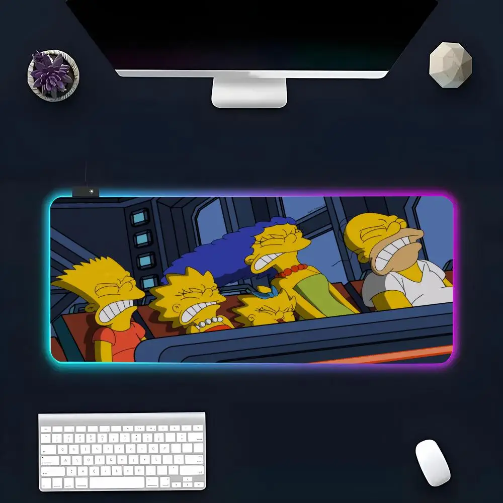 Anime For S-simpsons Mouse Pad RGB Glow Personality Picture Custom PC Table Mat Carpet Mat Game Player Dedicated LED