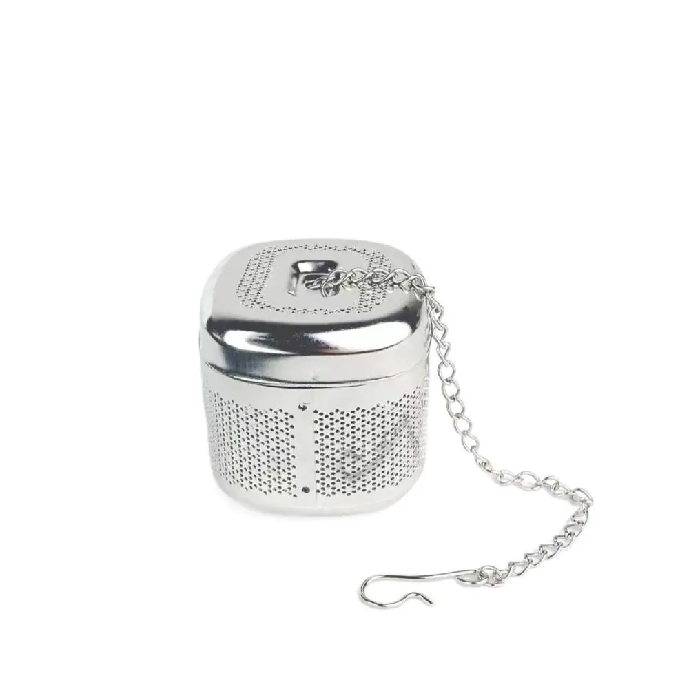 

2 Set Loose Stainless Steel Square Tea Infuser Ball with Tray Tea Filter Chain Design Fine Mesh Tea Strainer Cooking