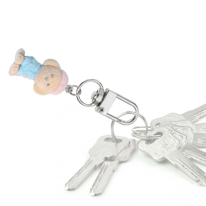 Flocking Cow Dog Pendant Keychain Animal Shaped Key Chain Fashionable Keyring Jewelry Camera Bag Decors Handmade Gift