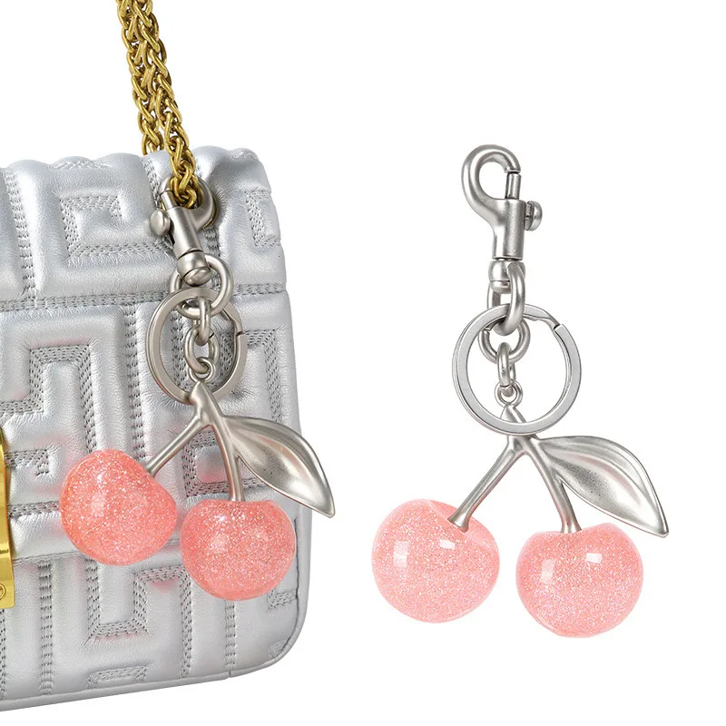 Pink Crystal Cherry Pendant Bag Charm For Coach Bags Women's Handbags Shoulder Bags Keychain Accessories