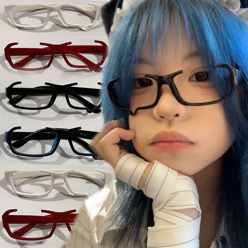 

Crying Eyeglasses Half Frame Without Lens Japanese Anime Korean Cosplay Girls Eyeglass Frame Y2K Sweet Cute Eyewear Decoration