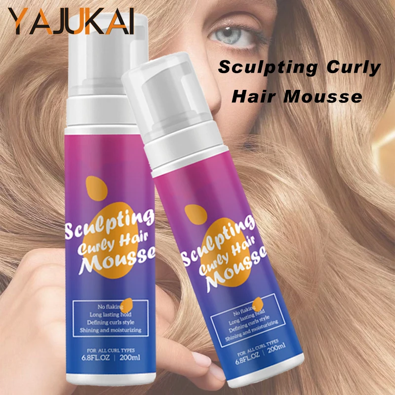 Sculpting Curly Hair Mousse, Anti-Frizz, Styling, Hidratante, Longa Duração Hold, Reparação de Cabelo, Hidratante Espuma, 6.8Fl.oz