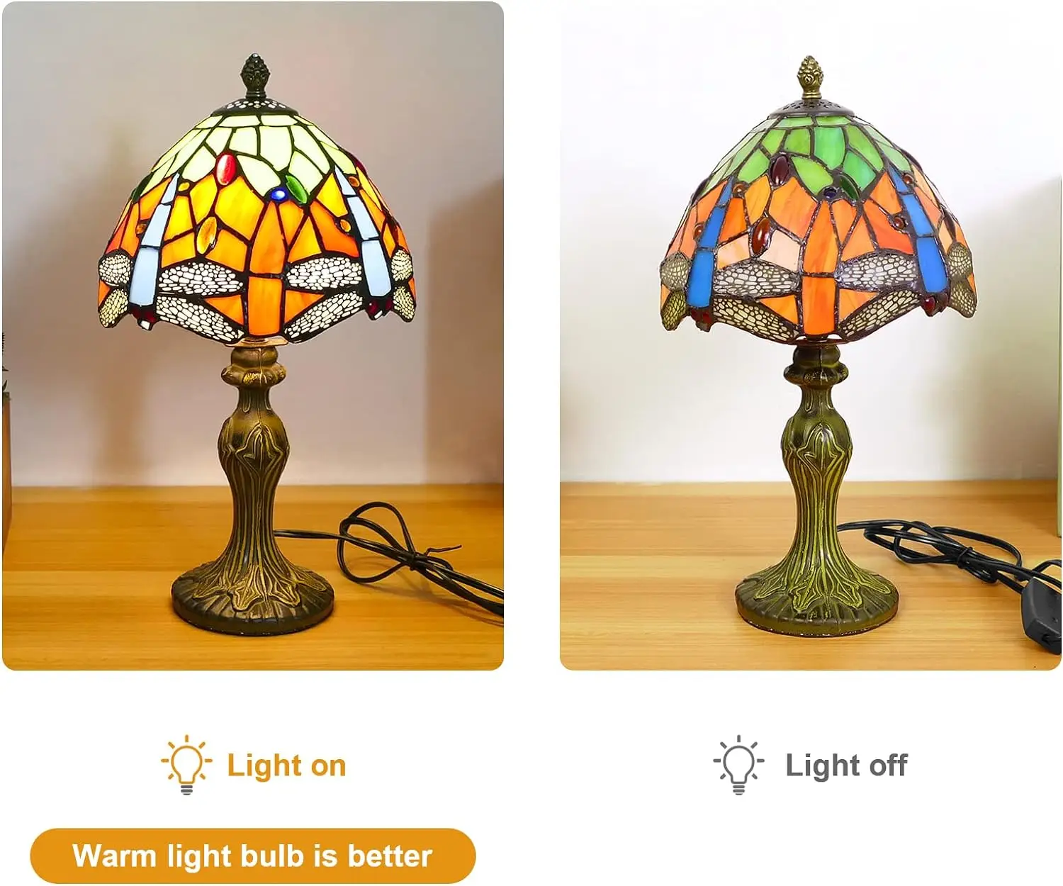 Tiffany Table Lamp Desk Lamps Reading Lamp Baroque Handmade Stained Glass Gifts Resin Peach Hearts Vintage LED Customized