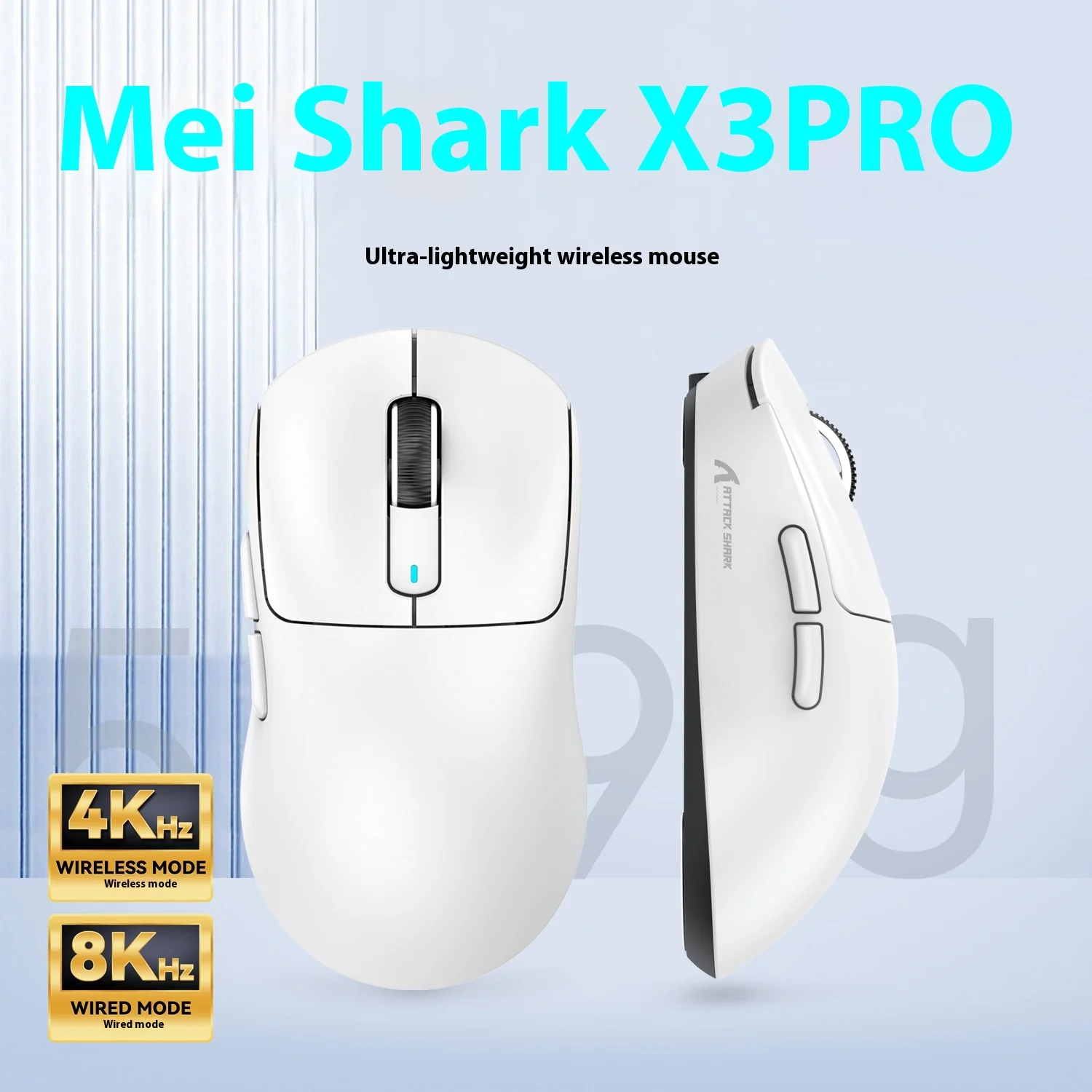 Attack Shark X3 Pro Wireless Mouse Paw3395 4k Reciver 3 Mode Gaming Mouse Long Battery Life E-Sports Mice Office Pc Gamer Gifts