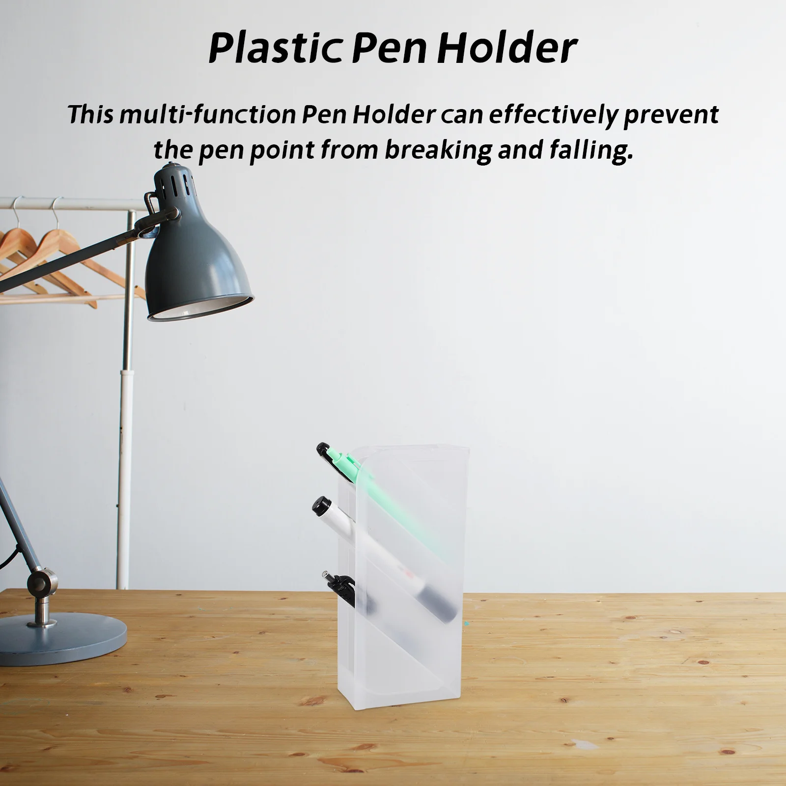 

Plastic Pen Holder Slanted Desktop Organizer Multi-Compartment Storage for Pens Pencils Markers School Home Decor