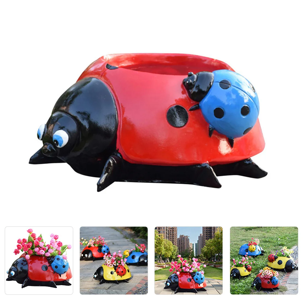 

1Pcs Decorative Flower Pot Ladybug Shaped Garden Planter for Balcony Terrace Living Room Bedroom Green Plant Arrangement Pot