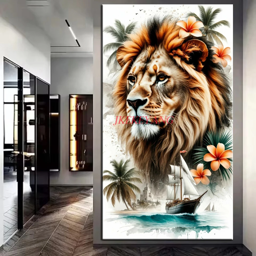 

Beautiful The Lion by the Sea Picture DIY Diamond Painting Cross Stitch Full Drills Diamond Mosaic New Collection Home Decor