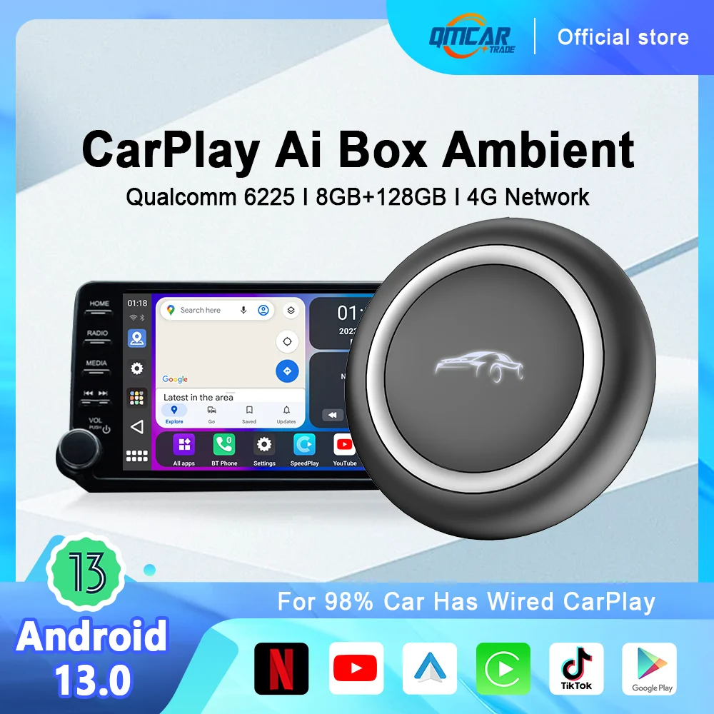 

Carplay Tv Box Android 13 Android Auto Wireless Carplay Adapter Qualcomm 6225 8GB+128GB Carplay Ai Box Car Intelligent Systems