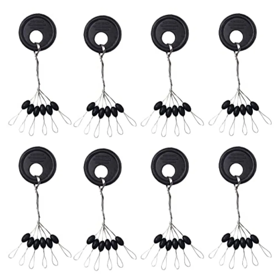 600/800 Pcs Fishing Rubber Bobber Beads Stopper 6/8 in 1 Black/White/Red Oval Column for Rigging Float Positioning Size S M L