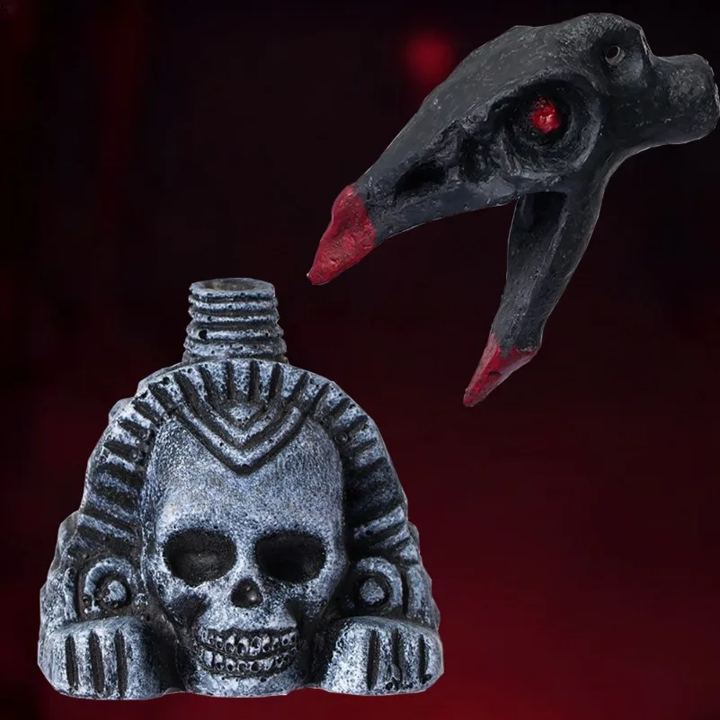 صفارة صراخ على شكل جمجمة أزتيك للهالوين: لعبة مزحة صوت رعب واقعية لملحقات حقيبة فريدة وزخرفة معلقة مزخرفة #1