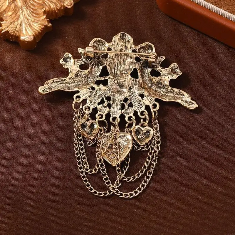  Renaissances Styles Ornate Angel Brooch Featuring Red Heart Bead Accent And Delicate Tassels Designs Gift