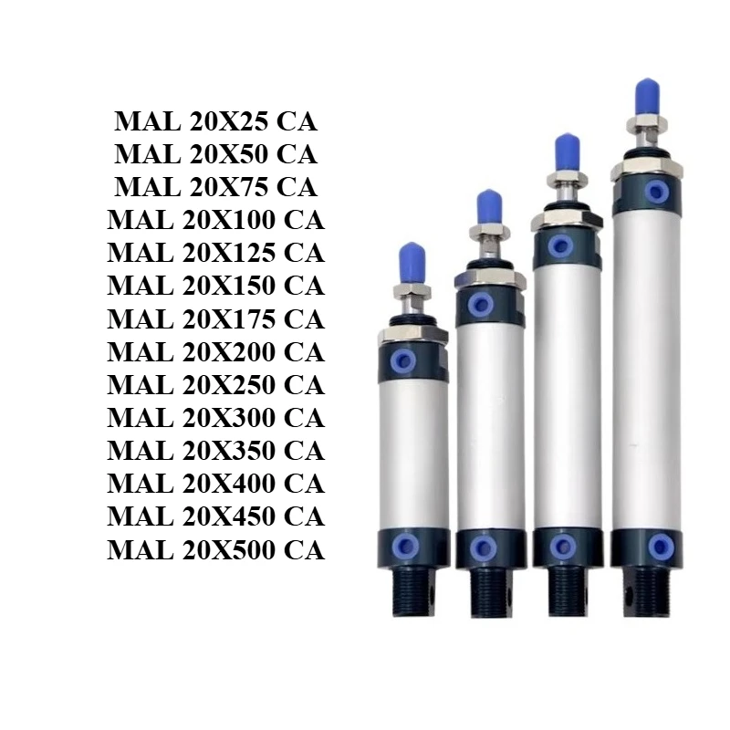MAL20-25/50/75/100/125-500 CA  Mini Round Pneumatic Cylinder Compact Air Cylinder for Automation Equipment Pneumatic System