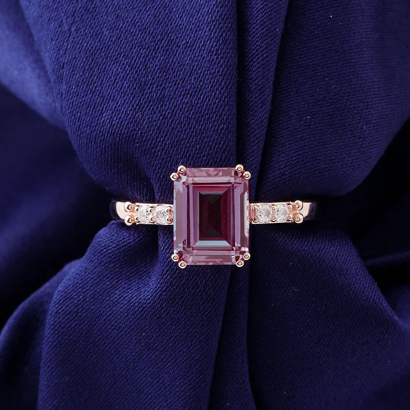 

Provence 10K/14K gold rings emerald cut lab gemstone rings for women classic alexandrite color change stones Wedding Anniversary