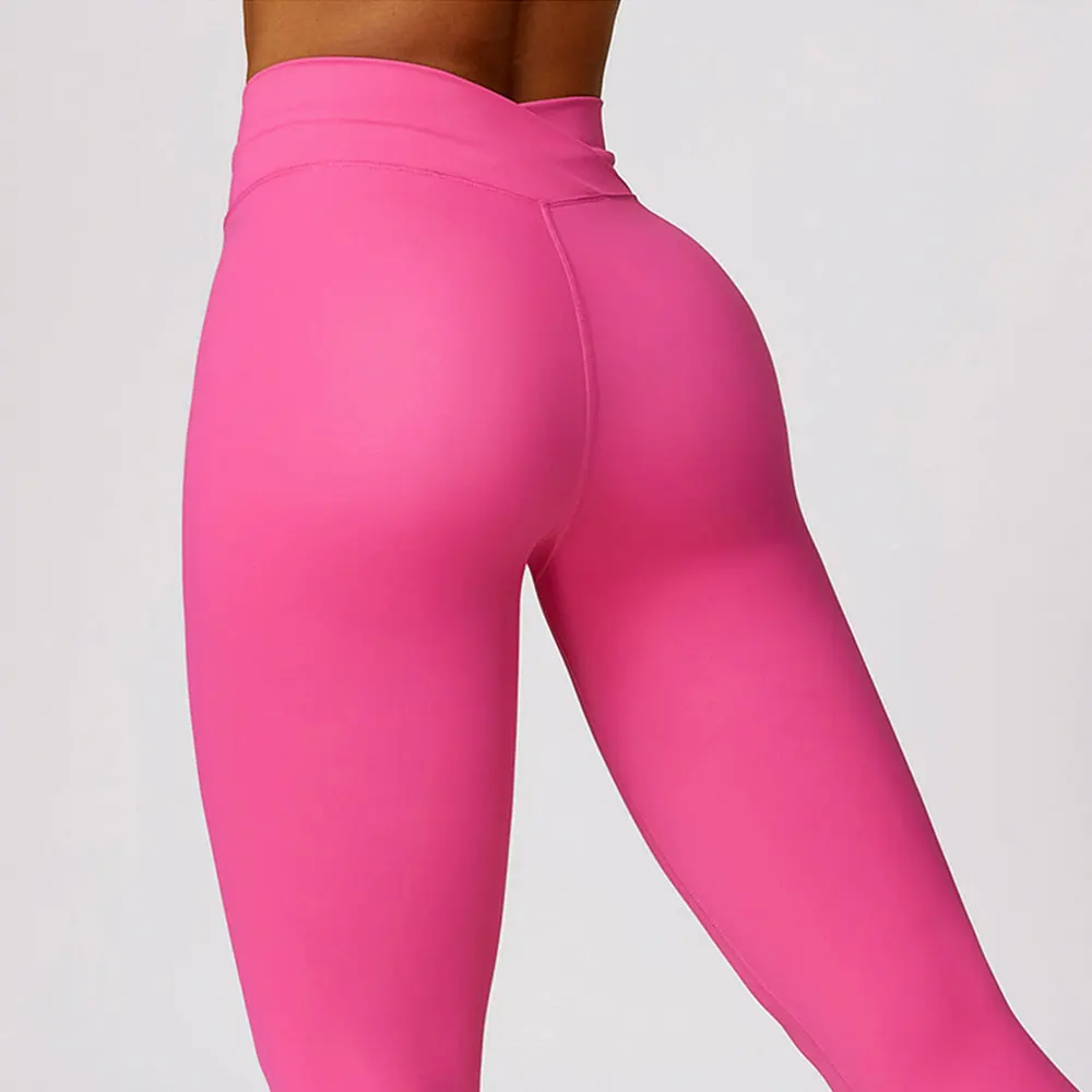 Yoga Leggings Tights Women Fitness Leggings Crossed Waist Running Cycling Pants Sports Leggings High Waist Workout Gym Clothing