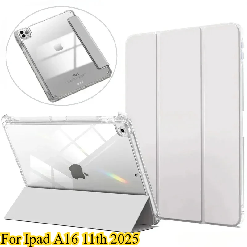 

Прозрачный чехол HD с держателем для карандашей для Ipad A16 11th 2025 Pro 11 12.9 13 M4 10.2 9.7 10.9 10.5 Air7 M3 6 5 10th 9th 8th Gen Cover
