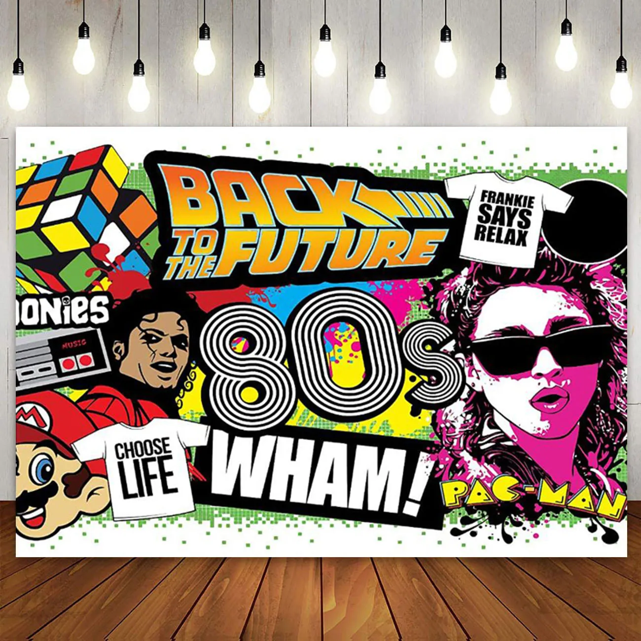 Back to the 80s Backdrop Hip Hop Graffiti Photo Music Disco Photography Background 80's Birthday Party Decoration Banner Poster