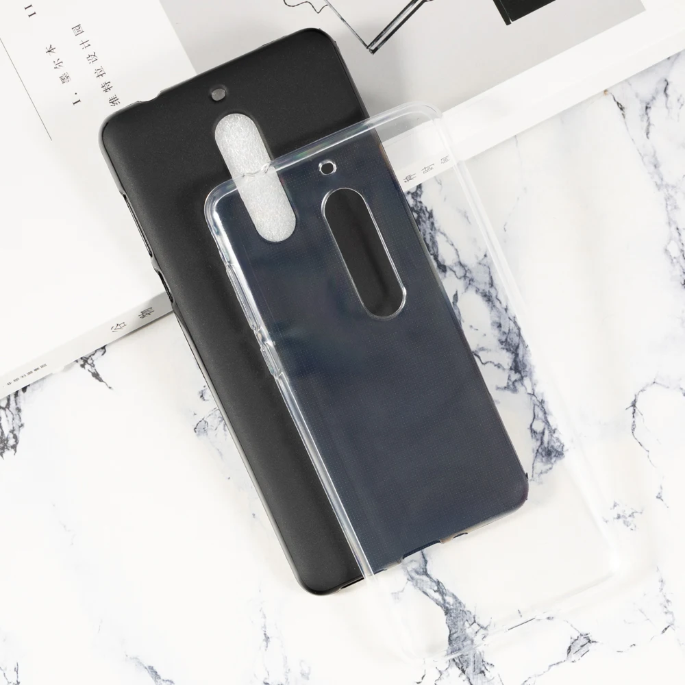 Capa traseira tpu silicone macio fosco para nokia 5, capa de telefone fina à prova de choque