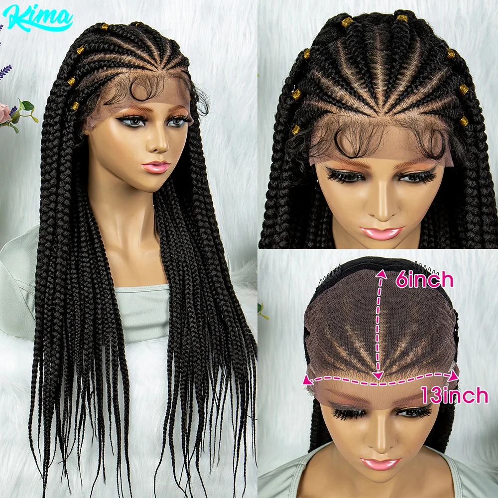 

KIMA 13x6 Lace Front Braided Wigs Synthetic Lace Front Wig Cornrow with Baby Africa American Women Lace Braiding Wigs