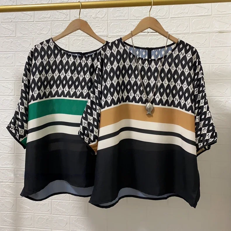 

bat sleeve women's blouses lady loose chiffon pullovers femme short sleeve chiffon tops