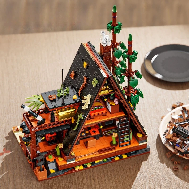 2070 個の森の三角形シャレービルディングブロック木造住宅 A フレームキャビングモジュラー建設レンガのおもちゃ大人の子供のためのギフト