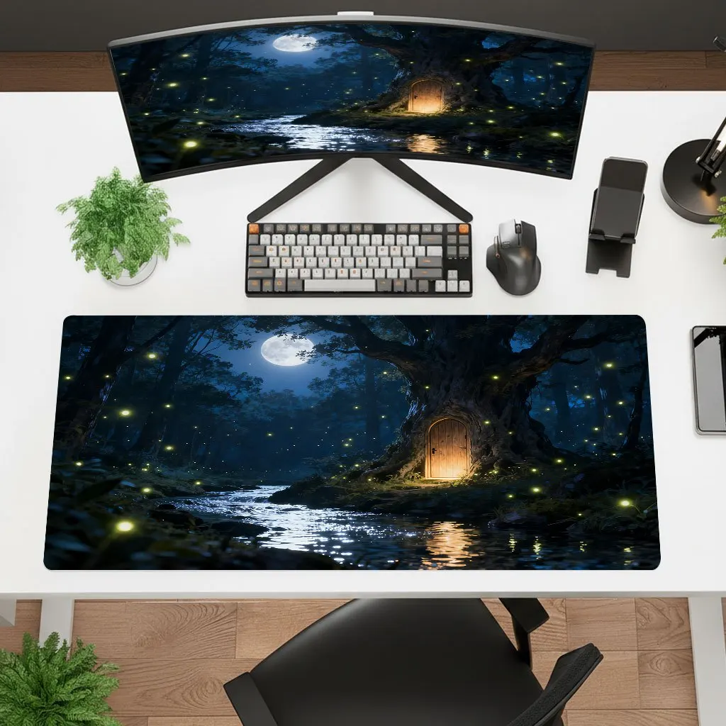 Moonlight Forest Iron Art Mouse Pad Ultra HD Dynamic Art Desk Mat Non-Slip Rubber Washable Gaming Office Laptop Keyboard