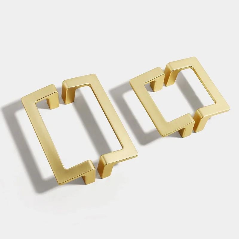 2pcs Square Closet Door Pull Handles Brushed Gold Kitchen Cabinet Door Handles Drawer Knob For Coffee Cupboard Wardrobe Pulls