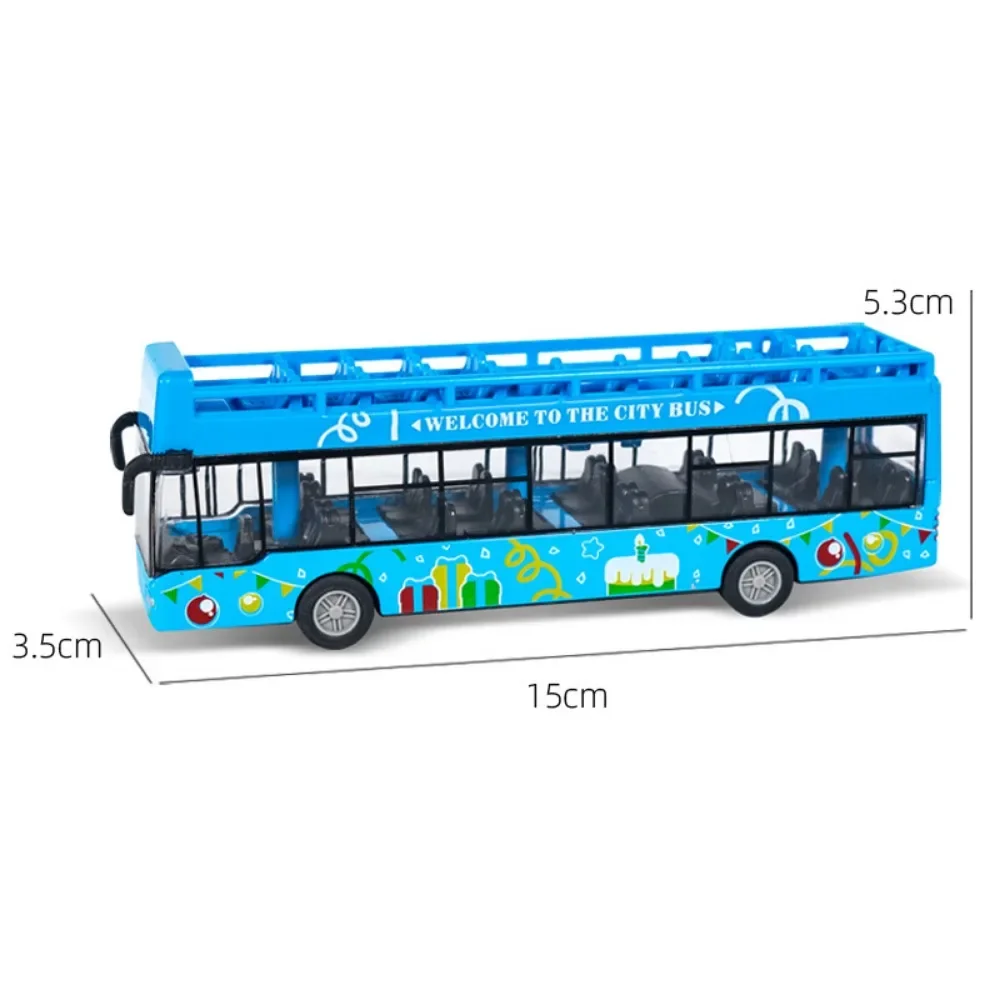 Modèle de bus de simulation en alliage pour enfants, bus arrière côtelé, voiture de ville à inertie, jouet d'éducation précoce, cadeau d'anniversaire pour garçon et fille, 15cm