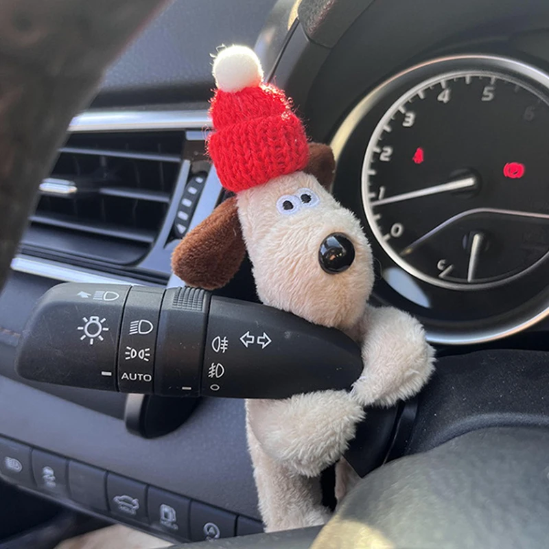 Plush Puppy Clutch Decoration Car Wiper Turn Signal Switch Decoration Cute Bowknot Dog Car Wiper Doll Interior Accessories