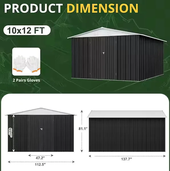 Metal Storage Shed, Lockable Outdoor Utility for Garden & Patio, White