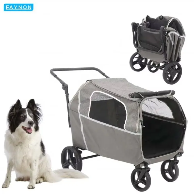 OEM Outdoor Waterproof Pet Carrier with Wheels Large Foldable Pet Strollerr Dog