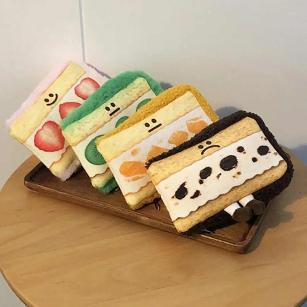 Bread Sandwich Pencil Case Strawberry Large Capacity Plush Pencil Cases Creative Kawaii Plush Pencil Bag School Office