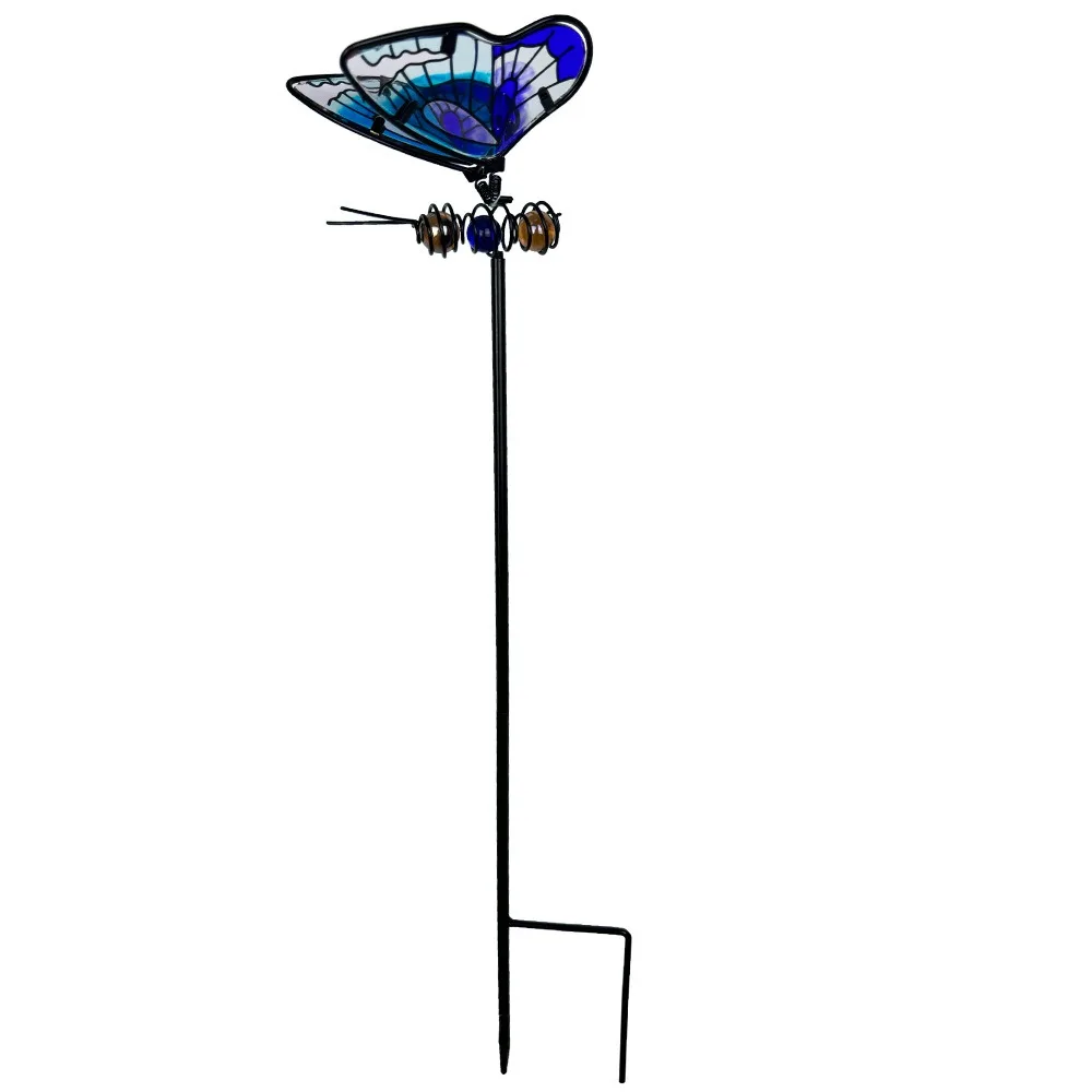 

Garden Ornaments Metal Dragonfly Garden Stake Colorful Luminous Ground Stake Creative Art Garden Pile Flower Pot