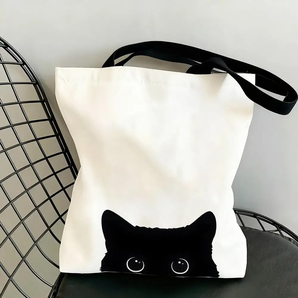

black cat Storage Bags Fashionable Multi Use Large Capacity Lightweight Eco Canvas Shoulder Tote