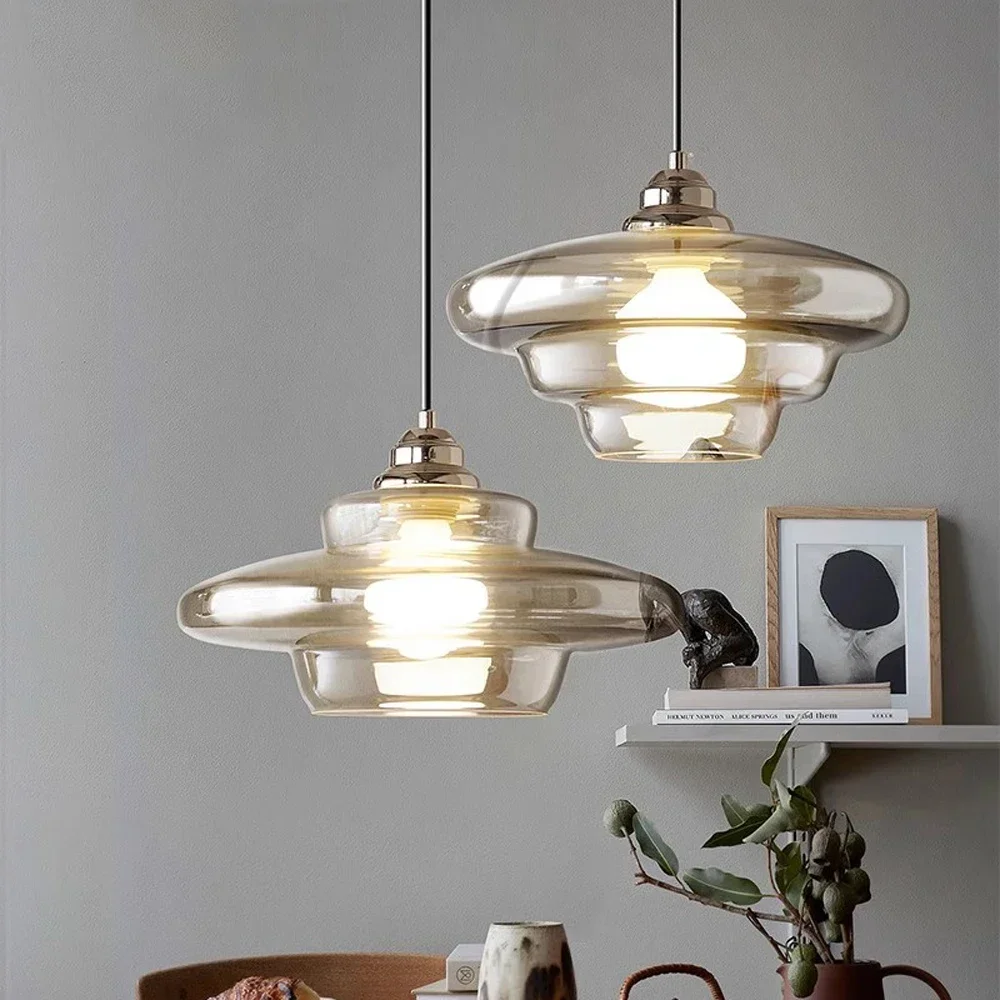 Nordic Plating Glass Pendant Lights LED Cognac Color E27 Modern Art Decorative Light Fixtures Kitchen Island Dining Room Bedside