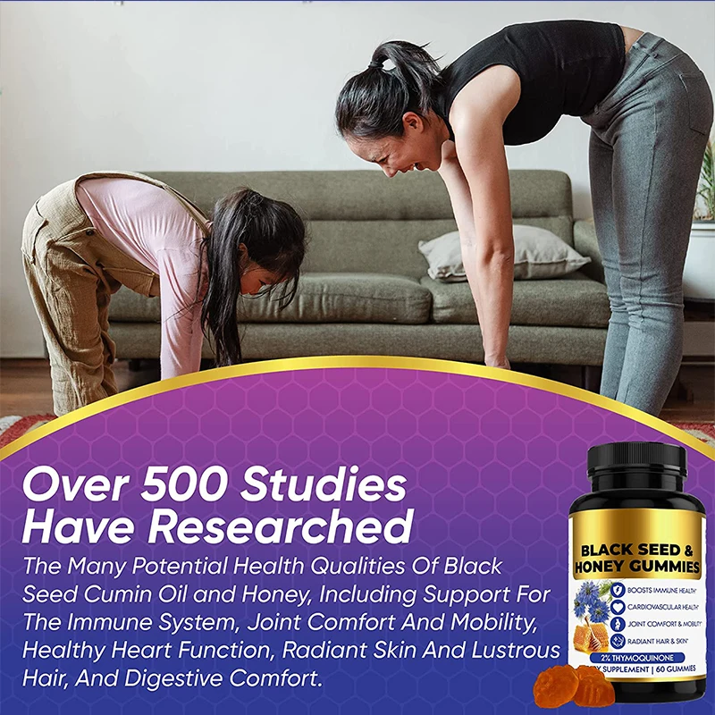 60 capsules black seed oil honey jelly enhances immune cardiovascular health joint comfort flexibility radiance hair and skin