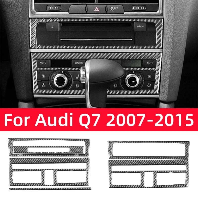 

For Audi Q7 2007-2015 Accessories Carbon Fiber Interior Car Central Control Knob Control Panel Decor Sticker Cover Trim Frame