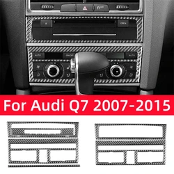For Audi Q7 2007-2015 Accessories Carbon Fiber Interior Car Central Control Knob Control Panel Decor Sticker Cover Trim Frame