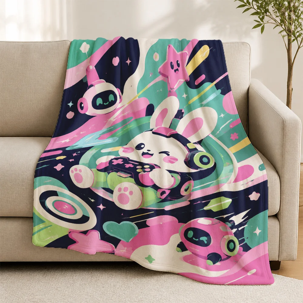 Ultra Kawaii Unicorn Throw Blanket for Sofa Couch Decor Bright Pop Art Aesthetic Rainbow Dreamy Pastel Gift Plush Blanket Cover