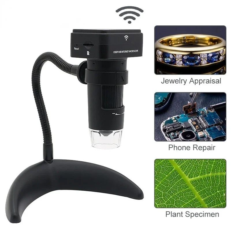 1080P HD 200X Wireless WIFI Mobile Phone Electron Microscope Digital Magnifier for Lab PCB Repair and Jewellery Identification