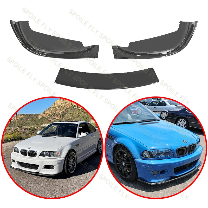 

For BMW 3 Series E46 M3 1998-2005 HM Type High Quality ABS Front Bumper Lip Spoiler Gloss Black Carbon Fiber Look