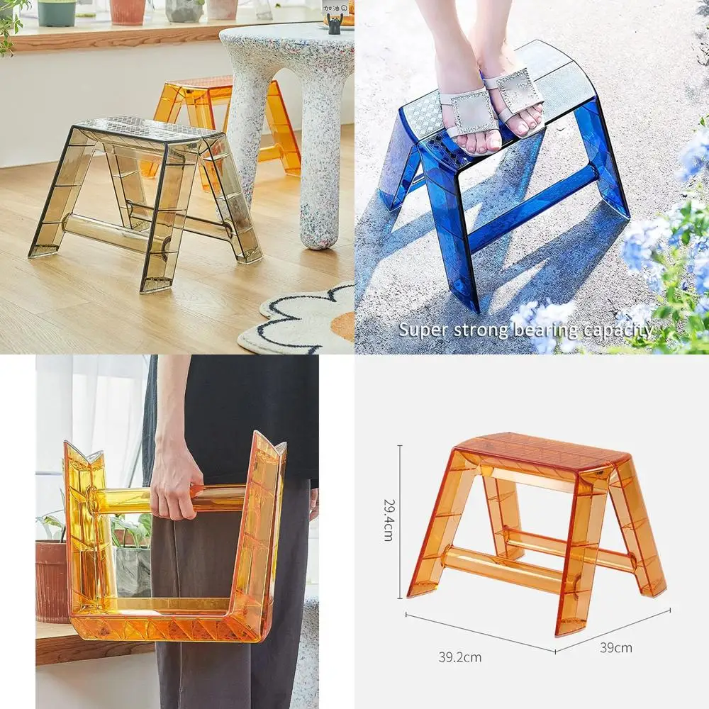 مقعد محمول من الأكريليك للبالغين، كرسي خفيف الوزن قابل للطي، استخدام داخلي وخارجي بخطوة واحدة، حل جلوس شفاف