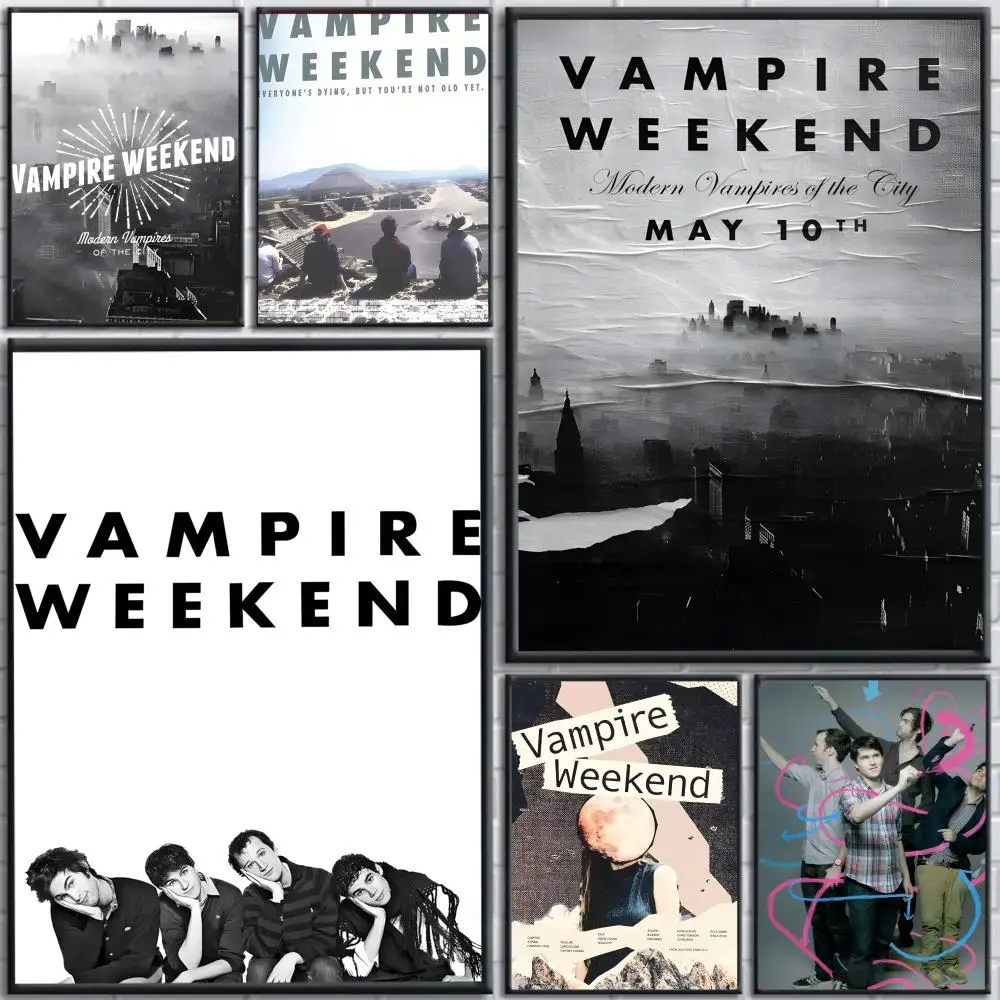 Vampire W-Weekend Rock Band Poster HD Art Sticky Wall Waterproof Home Living Room Bedroom Bar Aesthetic Decoration