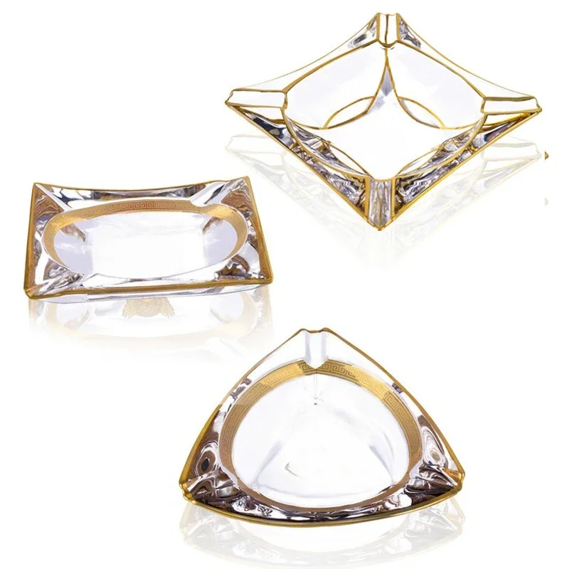 

Thickened crystal glass, triangular square rectangle, living room ornament ashtray