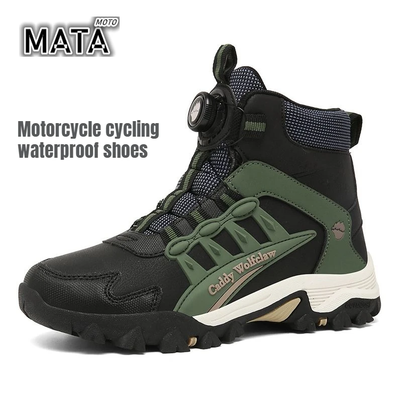 

Motorcycle riding Boot Green Men's Hiking Boots Non-Slip Ankle Men Trekking Sneakers Waterproof Camping Shoes Man Desert Boot