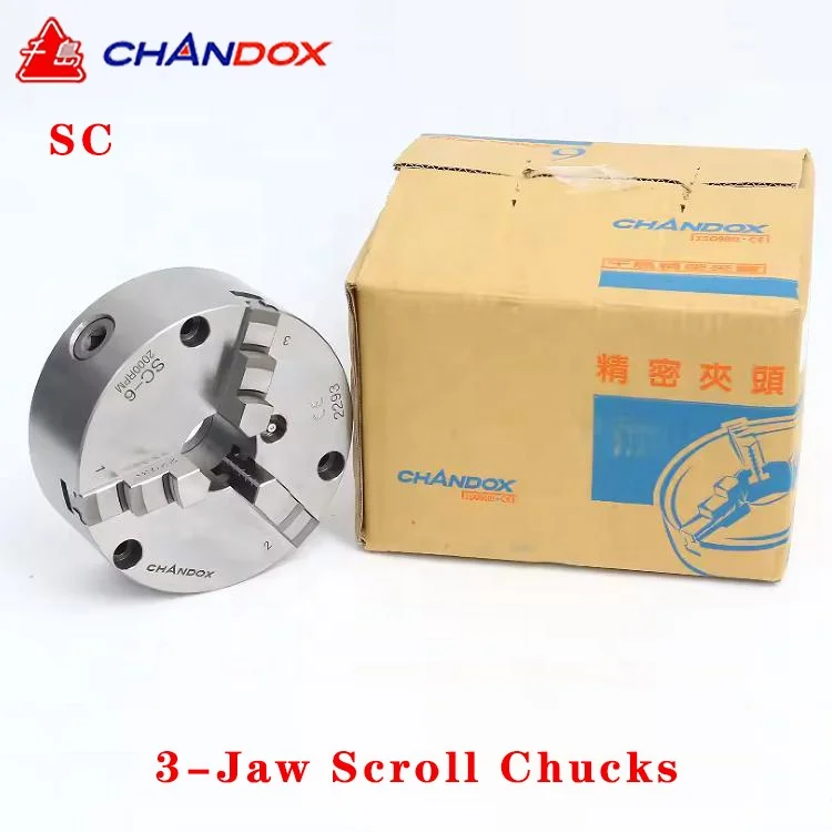 Taiwan CHANDOX 6-inch Manual Chuck SC-6 CHANDOX 3 Jaw Lathe Chuck Self-centering Chuck SC-3 4 5 6 7 8 9 10 12